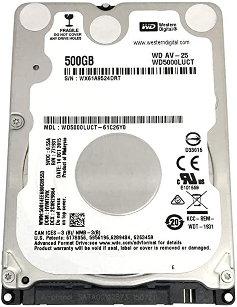 Wd 500Gb WD5000LUCT Sata3 5400Rpm 8MB 2.5" Slim HDD Notebook Harddisk