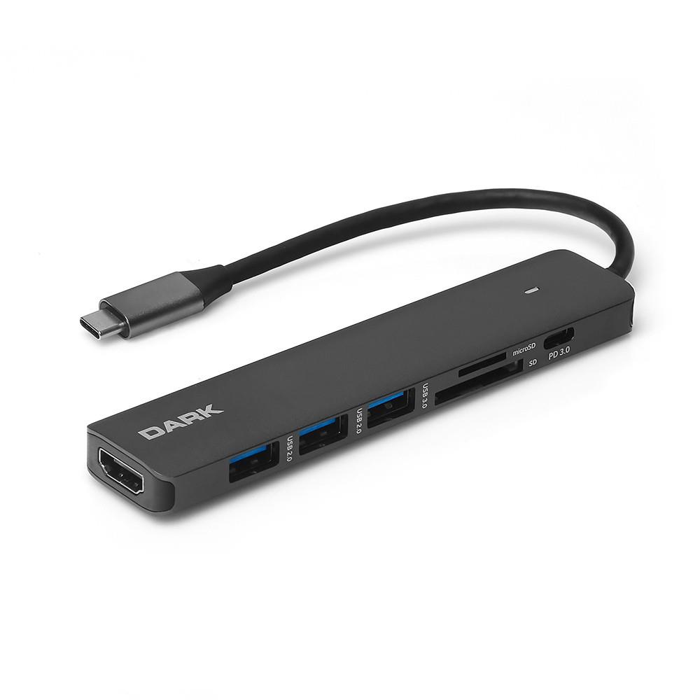 Dark DK-AC-U31X42 USB 3.1 Gen1 Type-C 7in 1 HDMI-USB 3.0-TF SD Kart Okuyucu-USB-C&USB-C PD Hub