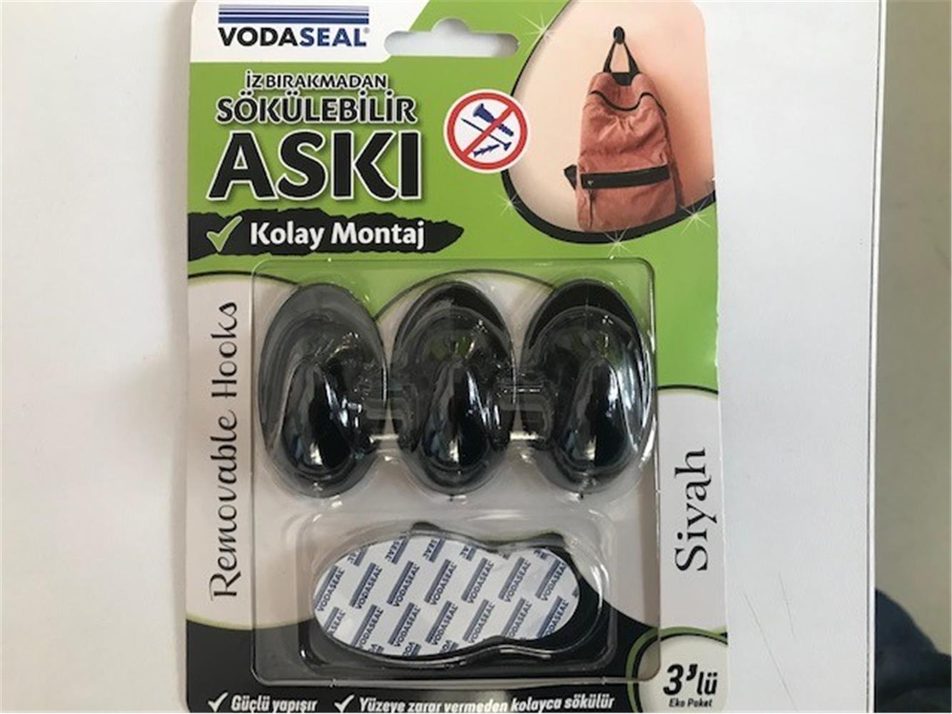 Vodaseal Hb-01 Siyah 3lü İz Bırakmayan Askı