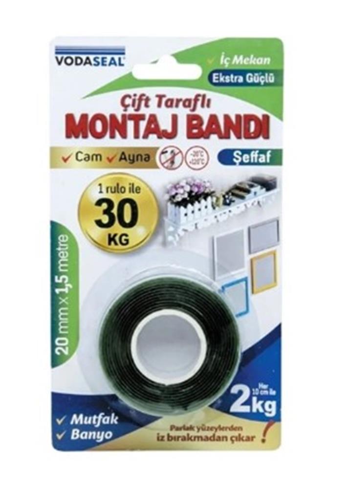 Vodaseal VHB İç Mekan Montaj Bandı 200mmX1,5mt Şeffaf 