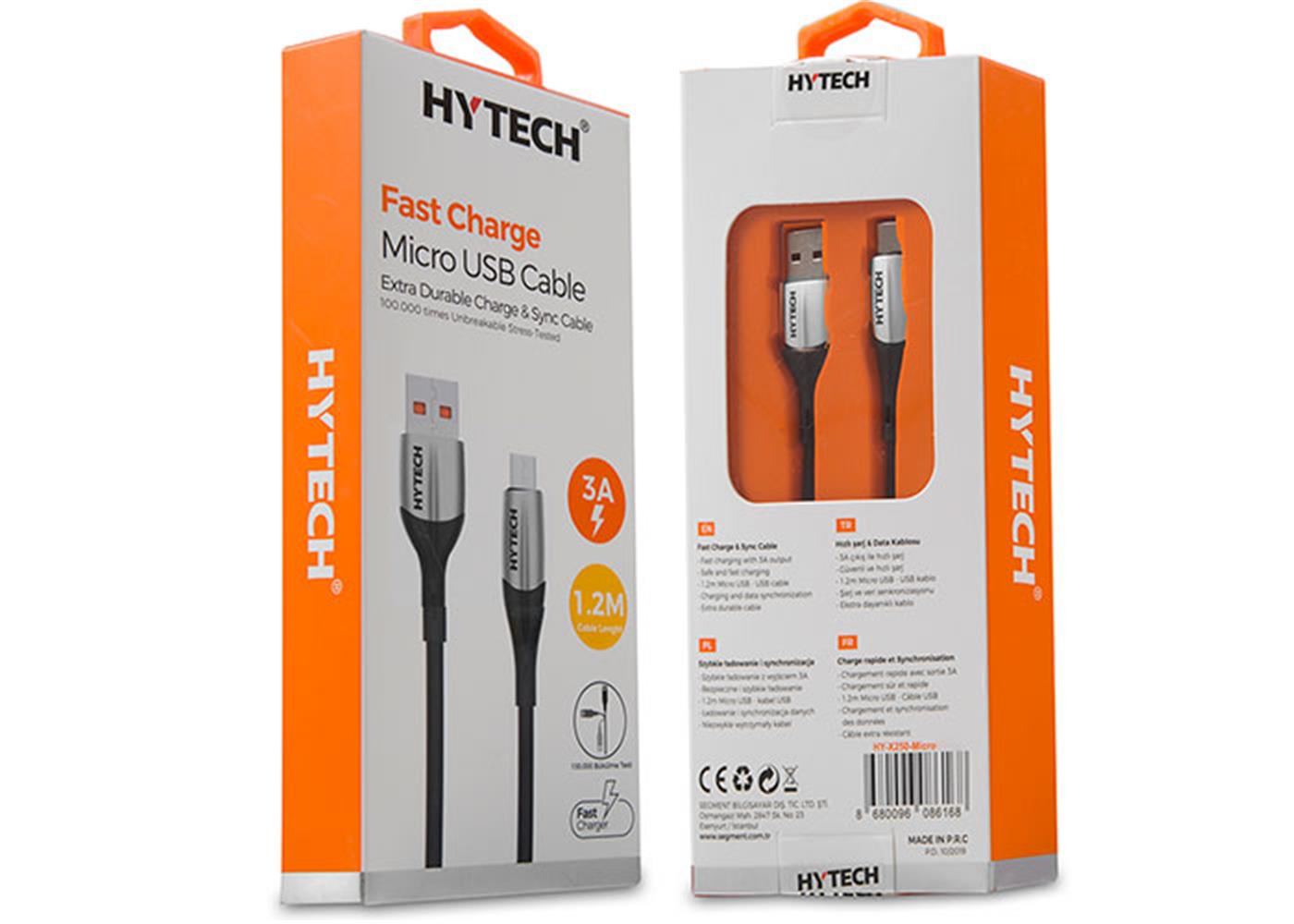 Hytech HY-X250 3A Micro Usb 1,2m Gold Data + Sarj Kablosu