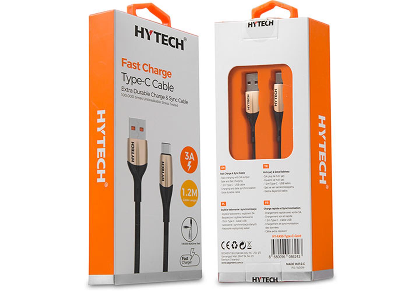 Hytech HY-X450 3A Type-C 1,2m Silver Data + Şarj Kablosu