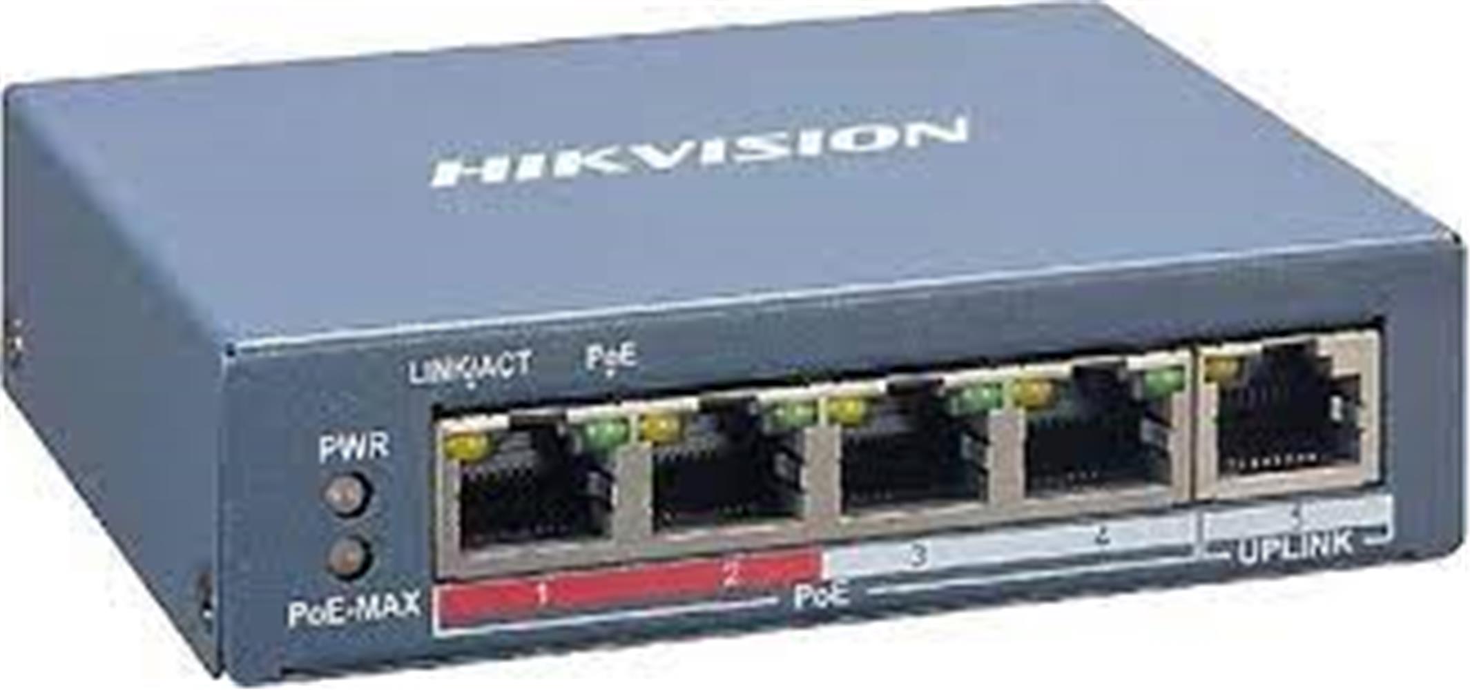 Hikvision DS-3E1105P-EI 4 PORT 10-100 4 PORT POE+ 65W Yönetilemez Switch 