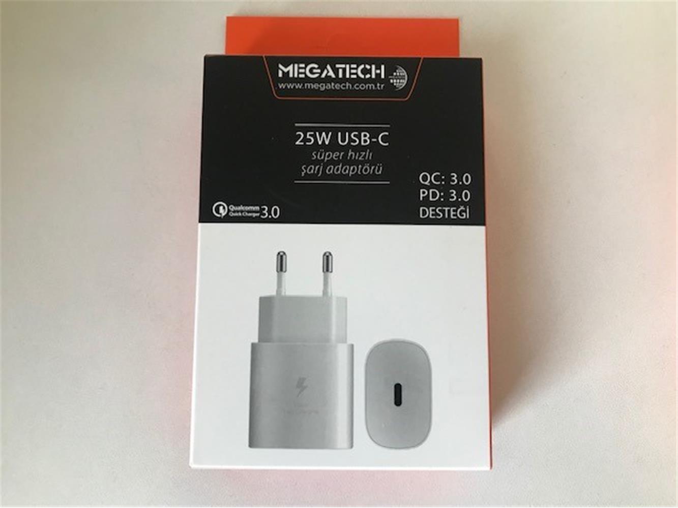 Megatech 25w Beyaz USB-C Şarj Kafa QC:3.0-PD:3.0 