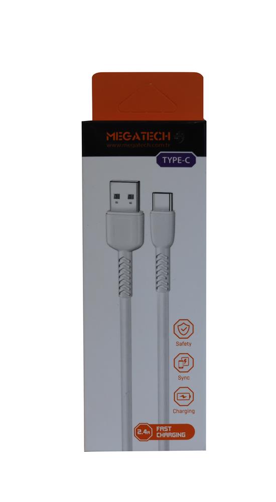 Megatech Mt-Dt24 Type-c 1Mt Şarj Kablosu Beyaz