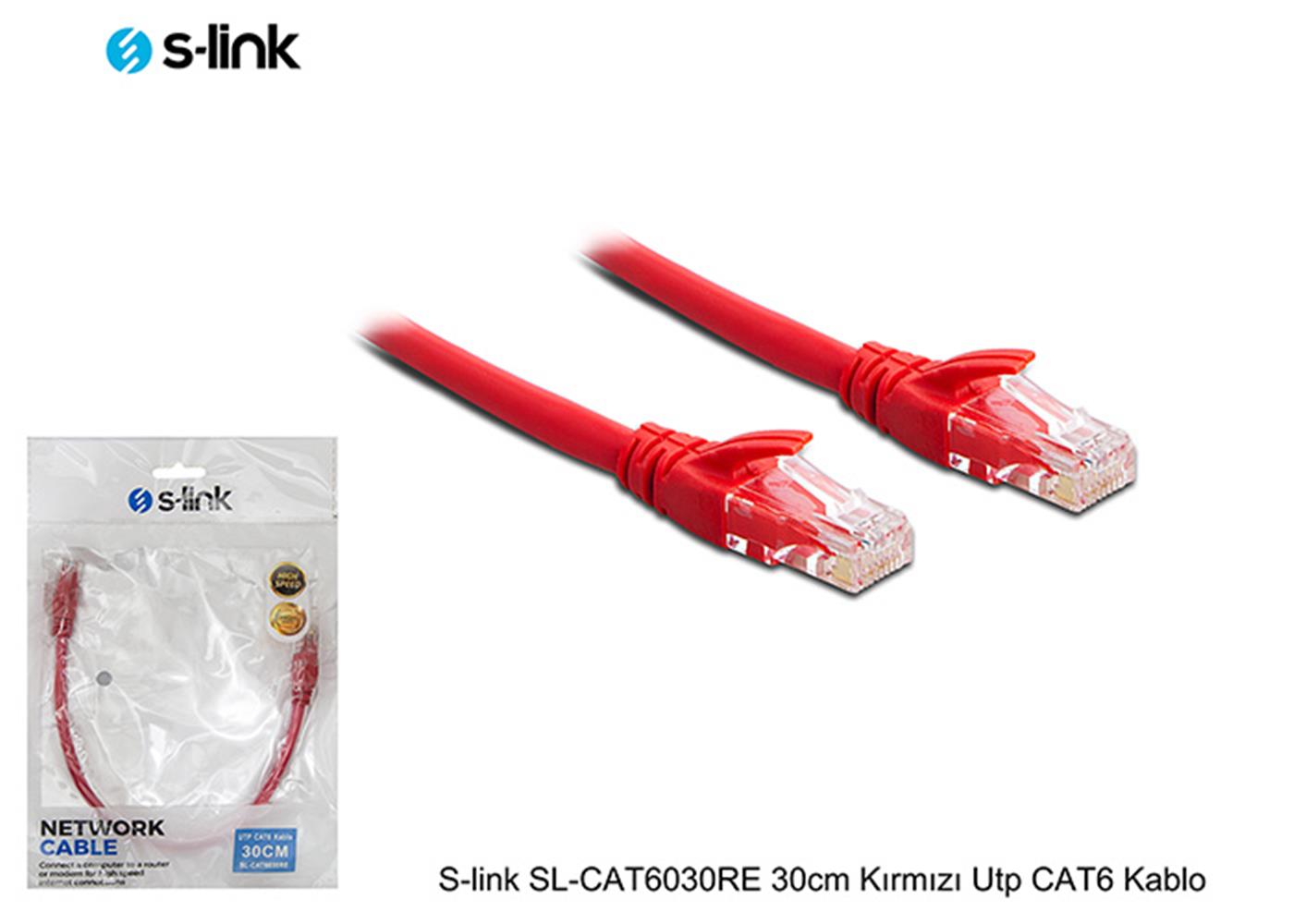 S-link SL-CAT6030RE 30cm Kırmızı Utp CAT6 Kablo