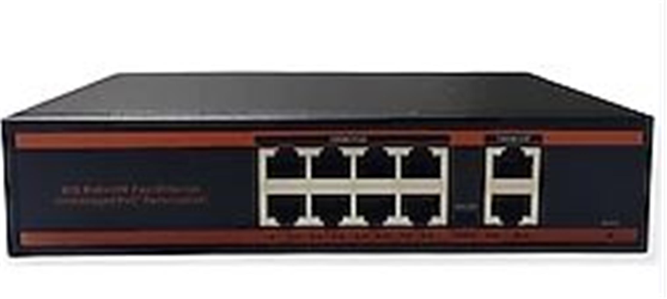 Nova ND1PG0822A 8 Port Poe+ 10-100-1000 Mbps 2 Port 10-100-1000 Mbps Uplink  2 Port SFP Switch 150W