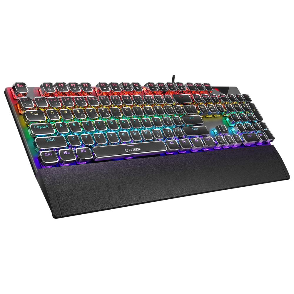 Everest KB-MK9 Gümüş USB Bilek Destekli Daktilo Tuşlu Mekanik Q Red Switch Gaming Oyuncu Klavyesi