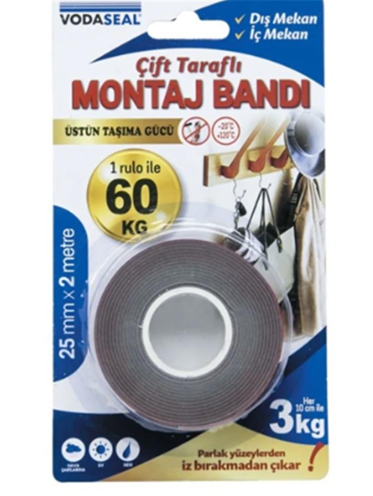 Vodaseal Çift Taraflı Montaj Mantı (Her 10cm 3Kg Taşır)