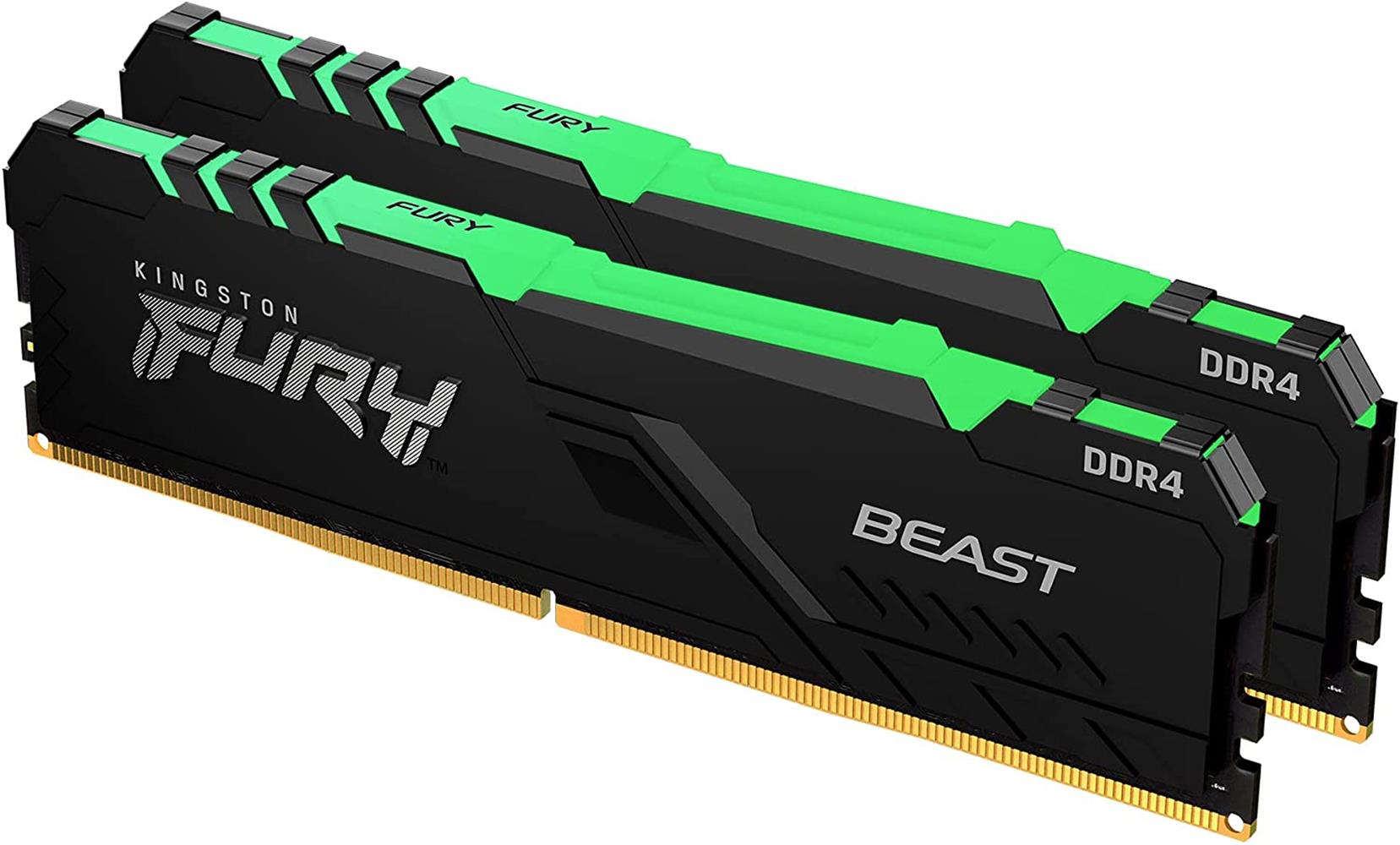 Kingston Fury Beast RGB 32GB (2x16GB) 3200MHz DDR4 CL16 Kit of 2 KF432C16BB1AK2-32 RGB Pc Ram