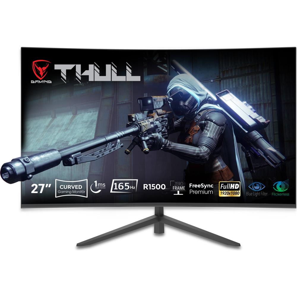 Thull 27" TG-27C 1ms 165Hz Freesync Fhd LED HDR300 (Hdmı+Dp+Vga) Frameless Va Curved Gaming Monitör