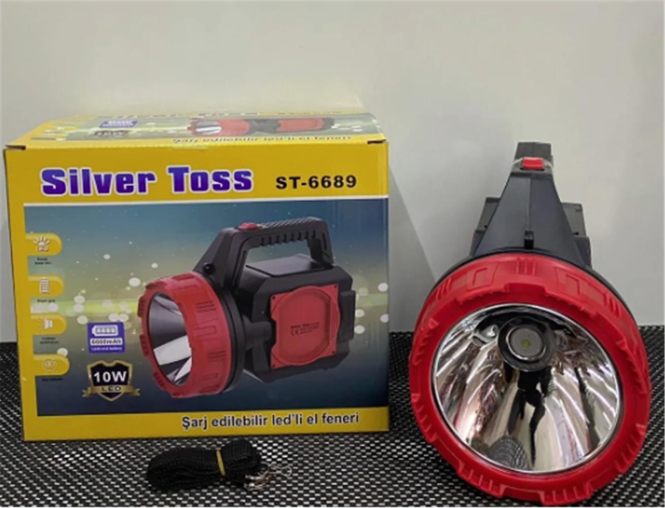 Silver Toss ST-6689 10W Led Projektör Şarj Edilebilir El Feneri 