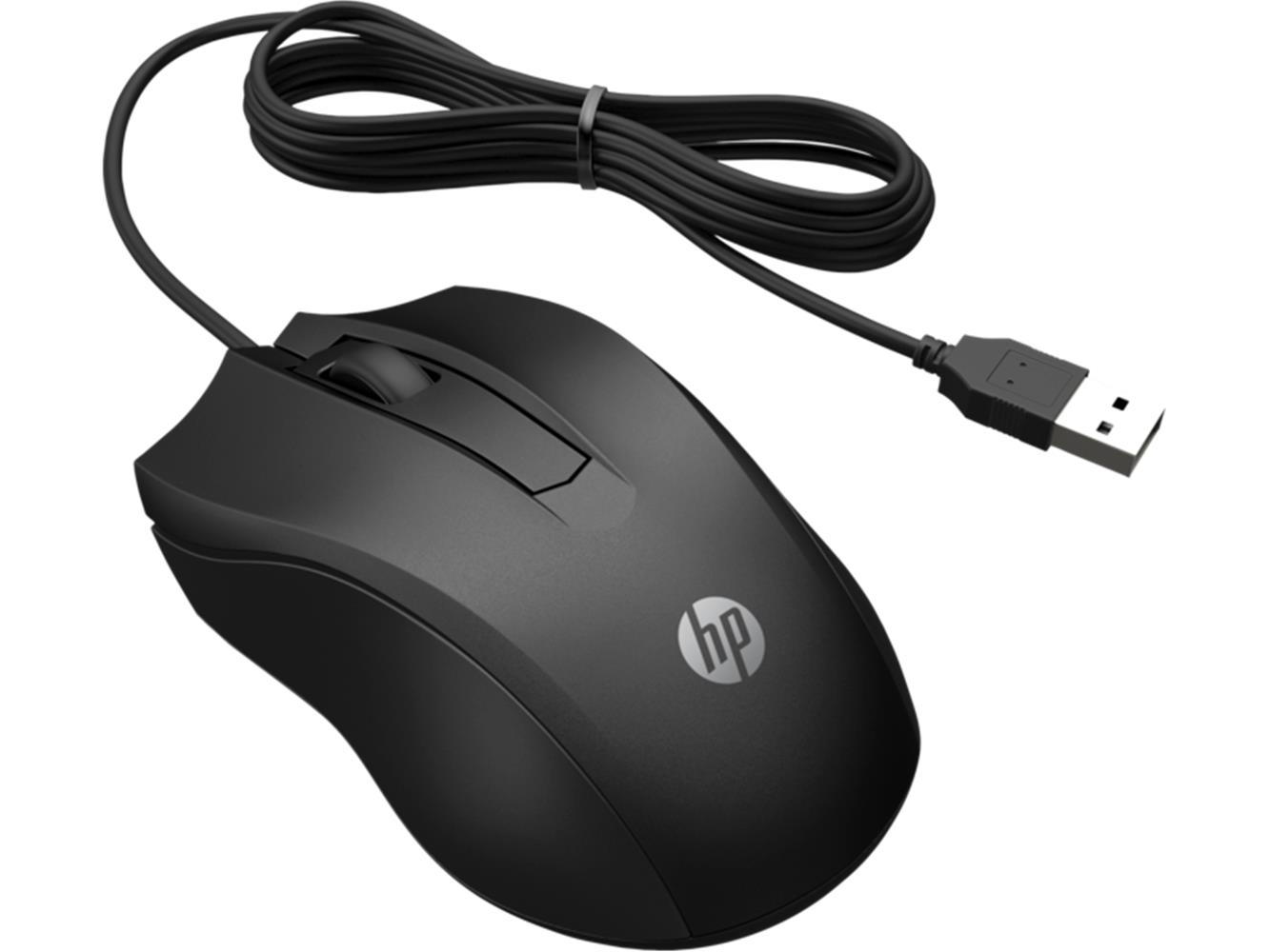 HP 100 6VY96AA Siyah Optik Kablolu Mouse 1.600 DPI Hassas Optik Sensörü