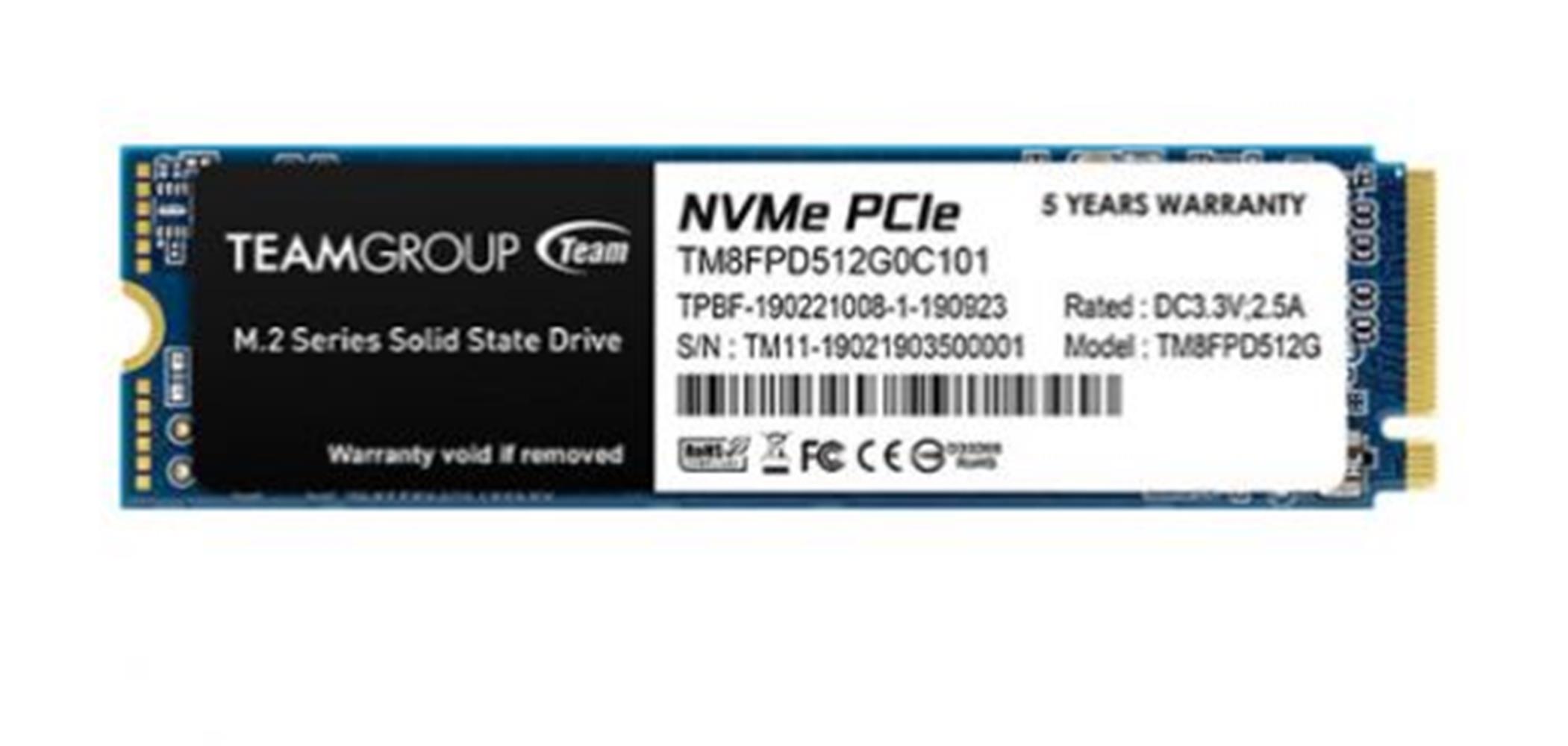 TEAM 512GB MP33 PRO 2400-2100MB-S NVME PCIE GEN3X4 M.2 SSD DISK TM8FPD512G0C101