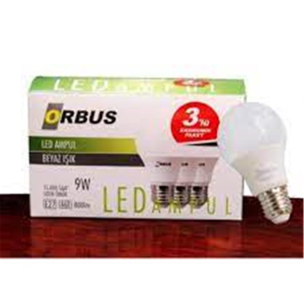 Orbus ORB-9W3 9W E27 840 Lm,6500K 3 lü Paket Beyaz Işık RA80 220-240-50Hz