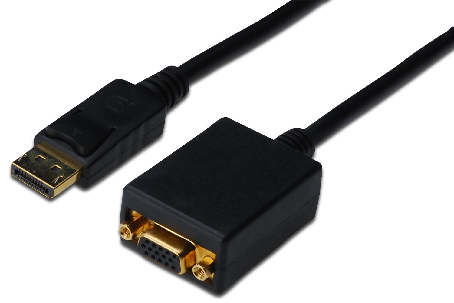 Digutus AK-340403-001-S DisplayPort (DP)   VGA Adaptörü, DP Erkek - HD15 Dişi, 0.15 metre, DP 1.2