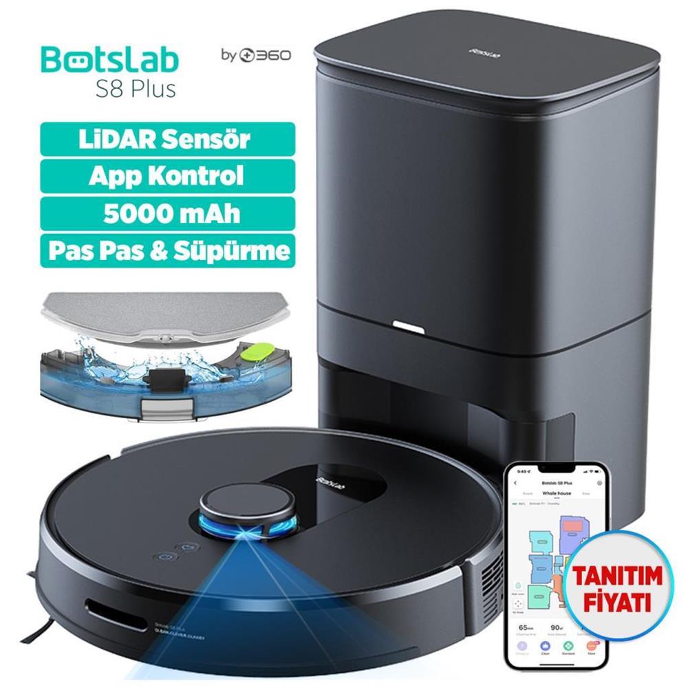 Botslab 360 S8 Plus Akıllı Robot Süpürge-Akıllı Çöp Boşaltma İstasy& MOP Pro Paspaslama