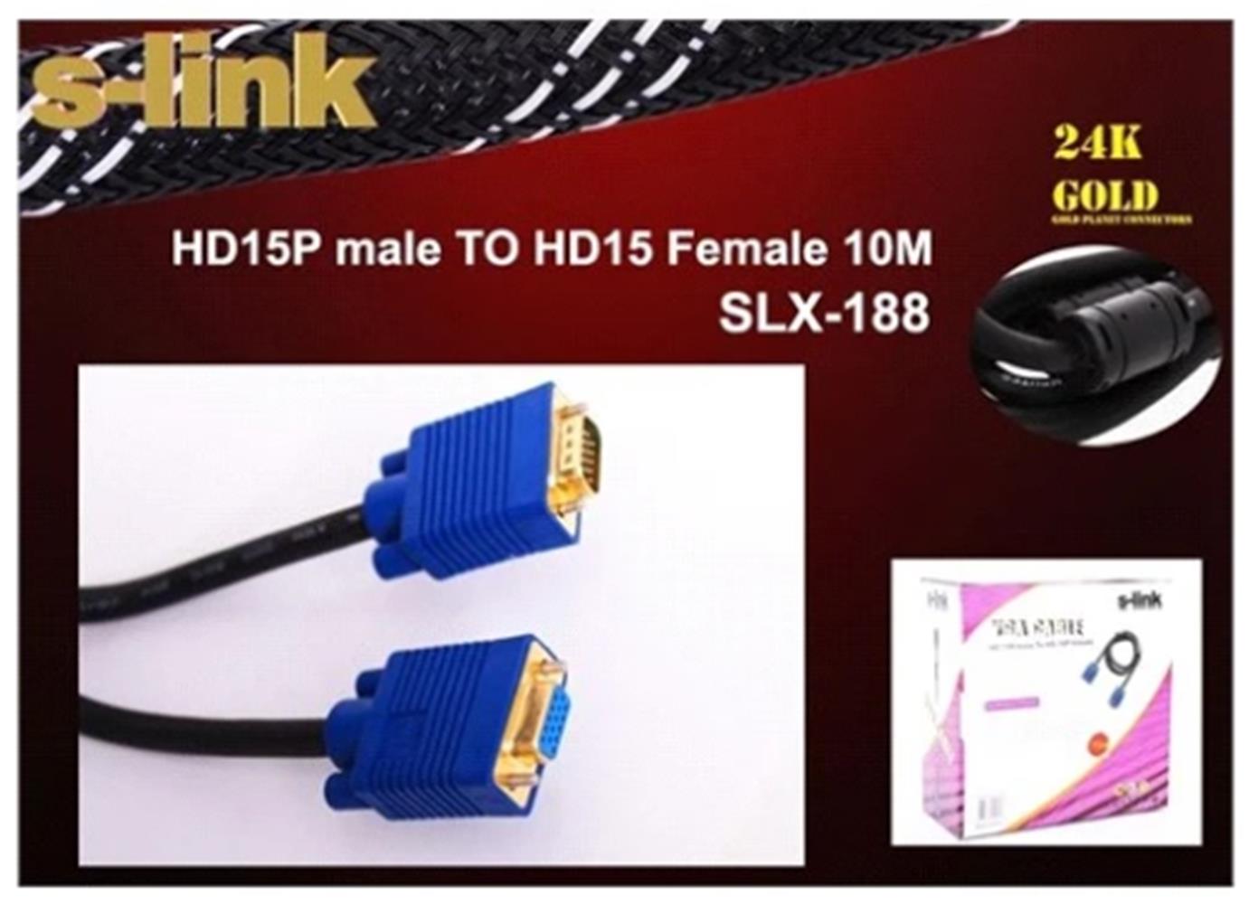 S-link SLX-188 VGA F-M 15P 10mt Monitör Kablosu