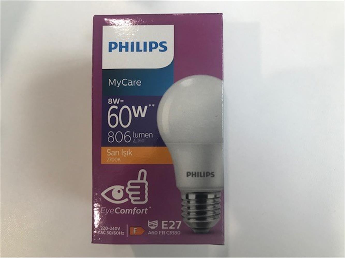 Philips Ledbulb 8w-60w 2700k 806Lumen Led Sarı Işık E27