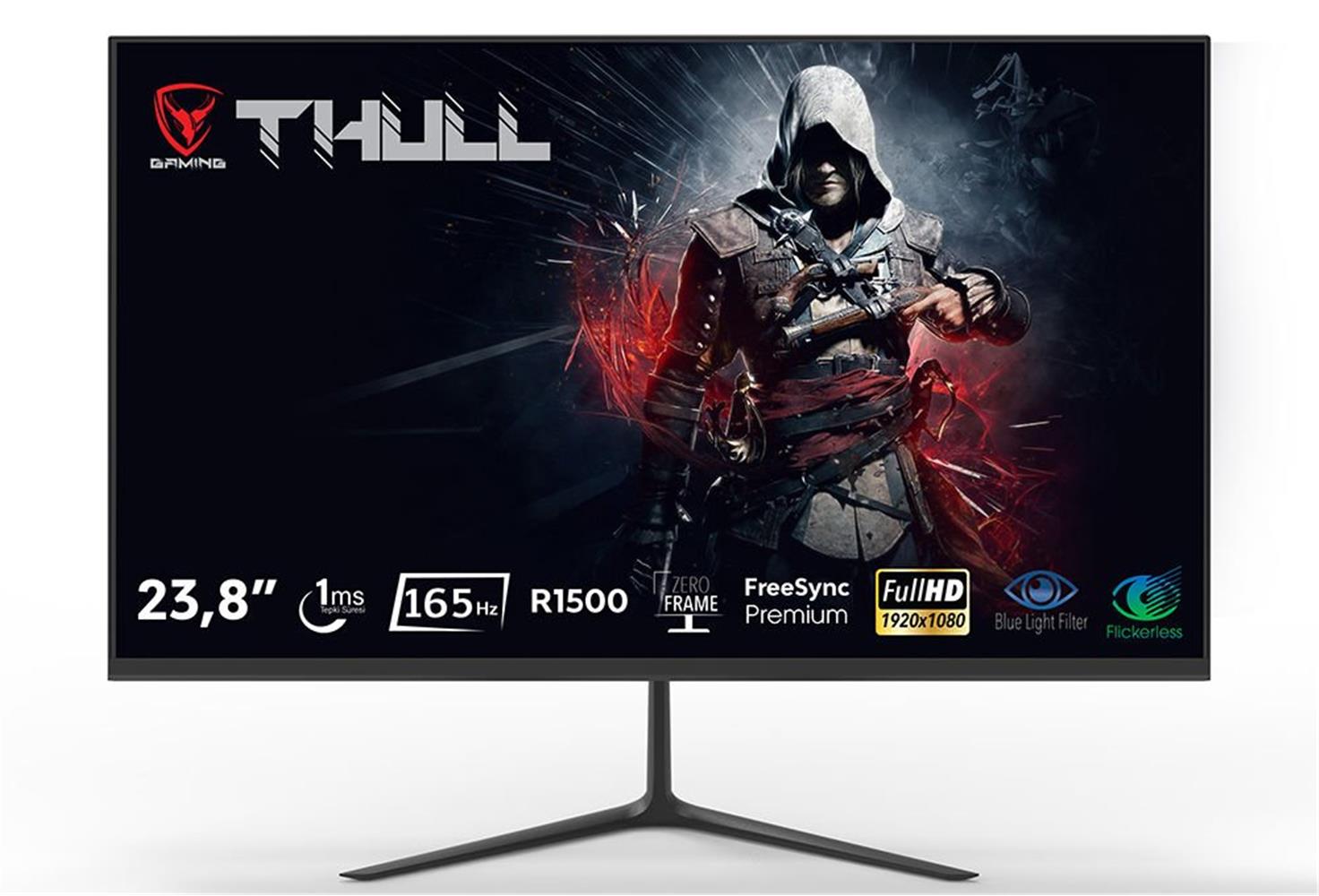 Thull 23,8" TG-238F 1ms 165Hz FHD HDR300 (Hdmı+DP+Vga) VA Frameless Flat Gaming Led Monitör