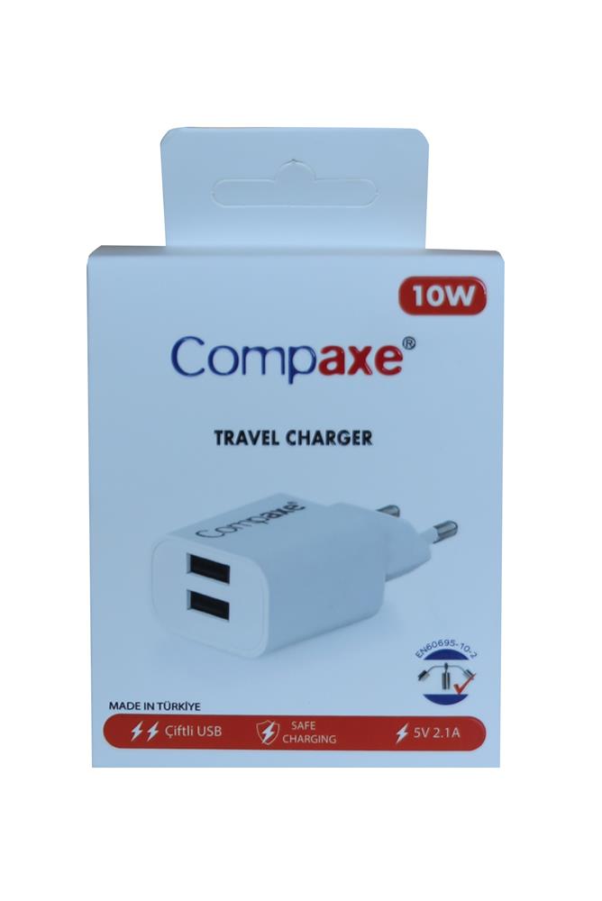 Compaxe CTA-521D 5.2.1a 2USB 10W Usb Ev Şarj Kafa 