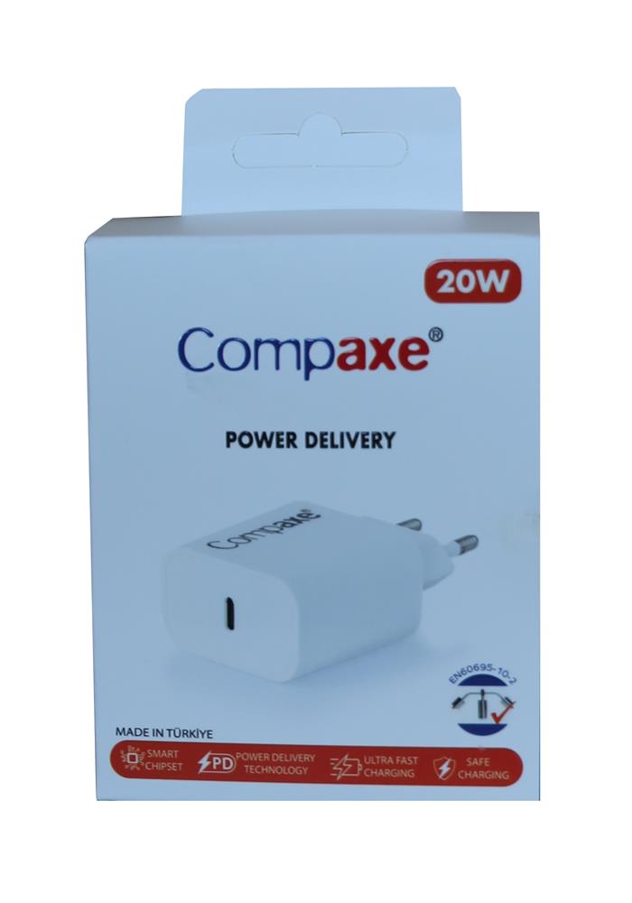 Compaxe CTA-200C PD USB-C 3.0 20W Ev Şarj Kafa 