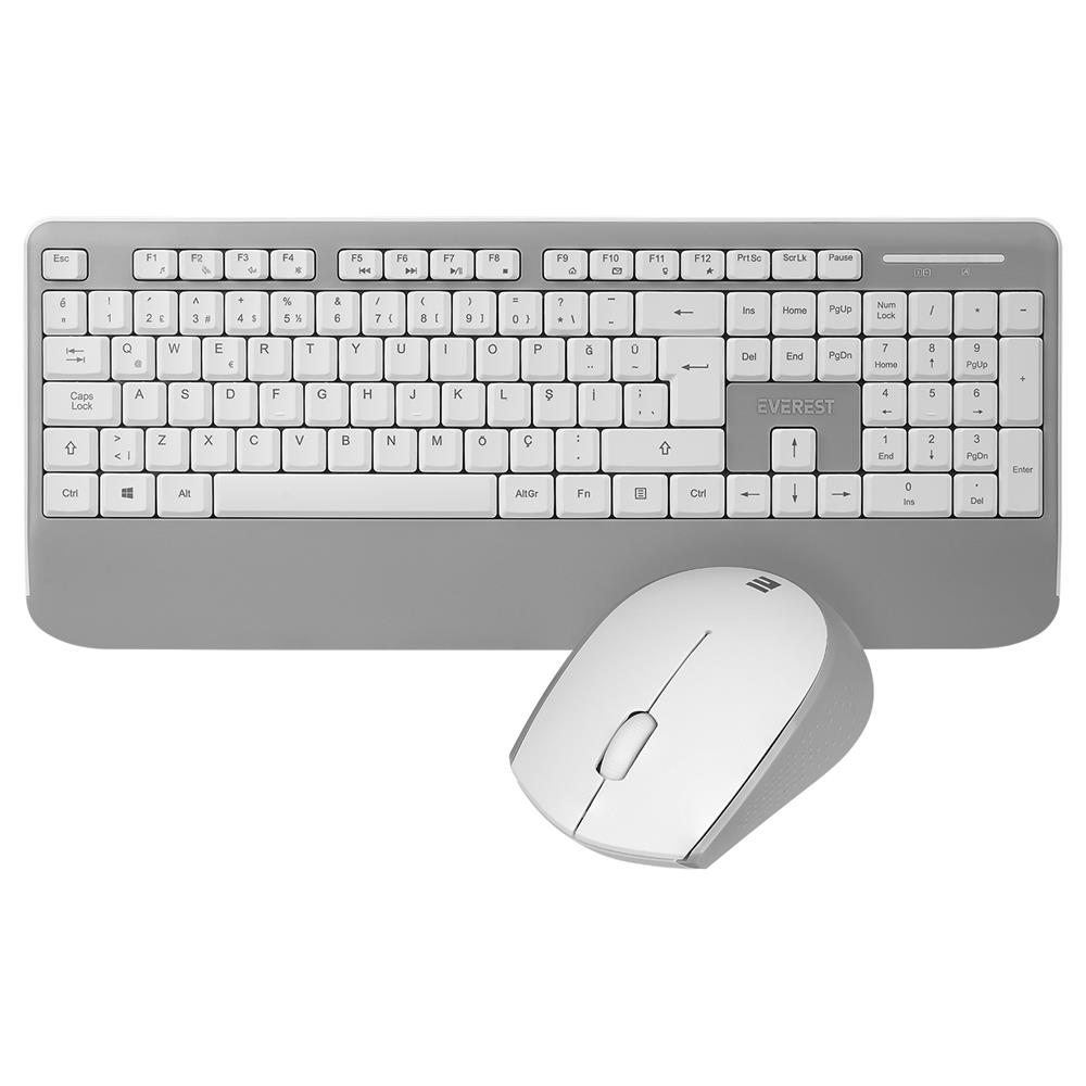 Everest KM-6176 OFFICAL Beyaz-Gri Kablosuz Combo Q Multimedia Klavye + Mouse Set