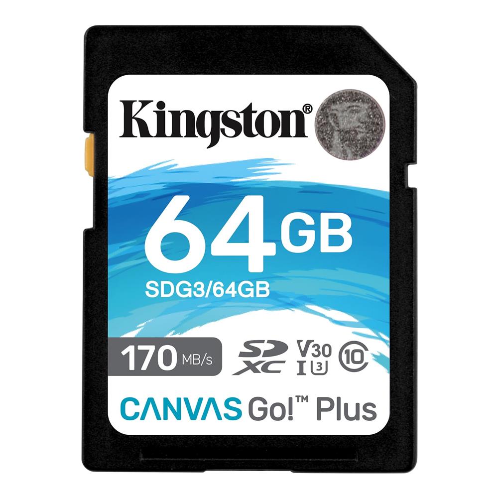 Kingston SDG3-64GB 64GB SDXC Canvas Go Plus 170R C10 UHS-I U3 V30 Hafıza Kartı