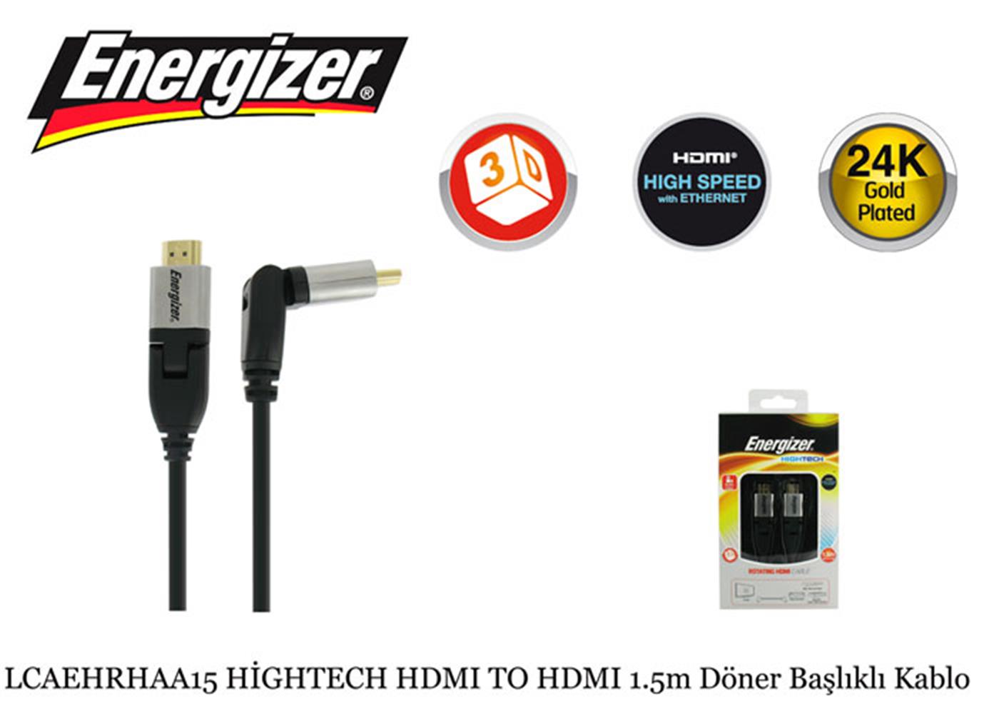 Energizer LCAEHRHAA15 HİGHTECH HDMI TO HDMI 1.5m Döner Başlıklı Kablo