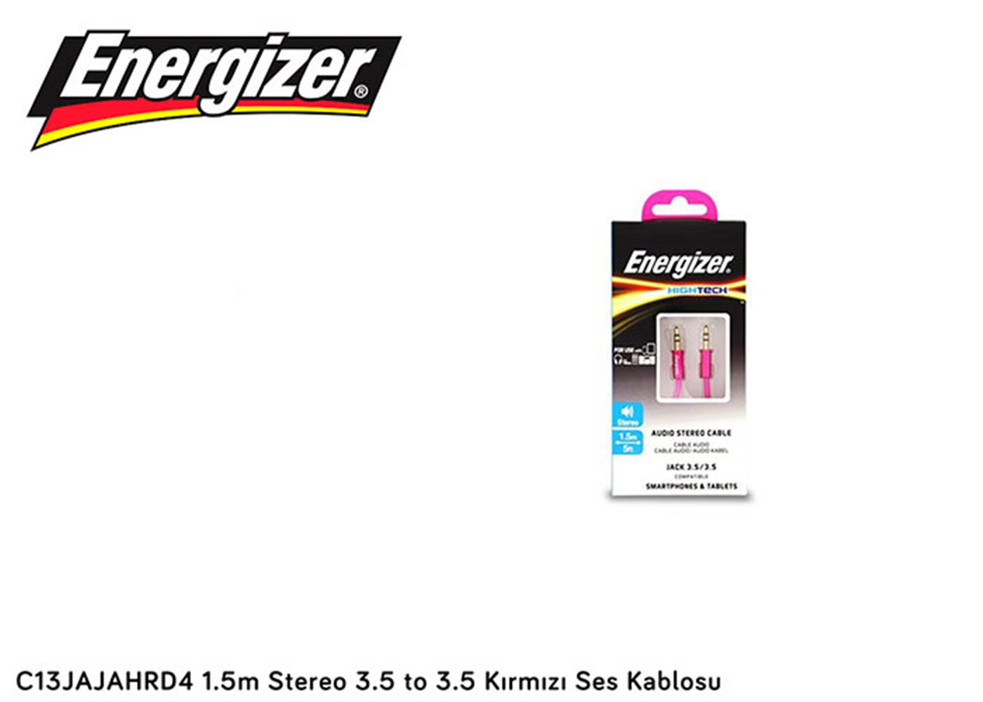 Energizer C13JAJAHRD4 1.5m Stereo 3.5 to 3.5 Kırmızı Ses Kablosu