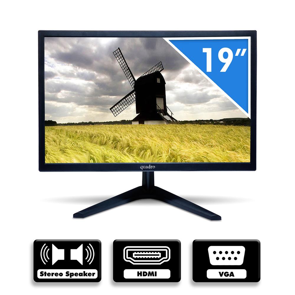 Quadro 19" Q190VH 8ms HDMI+VGA Multimedya Siyah Geniş Ekran Monitör