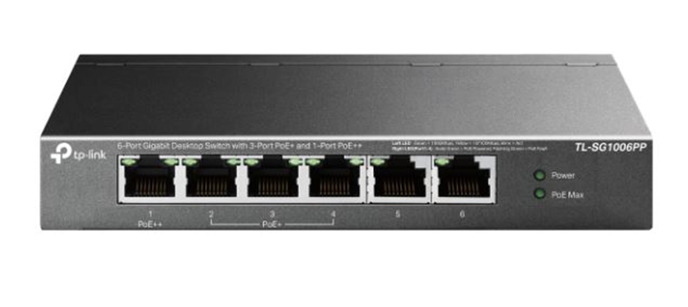 Tp-Link TL-SG1006PP 5 Port 4 Port Poe+ 10-100-1000 Mbps Switch Çelik Kasa 