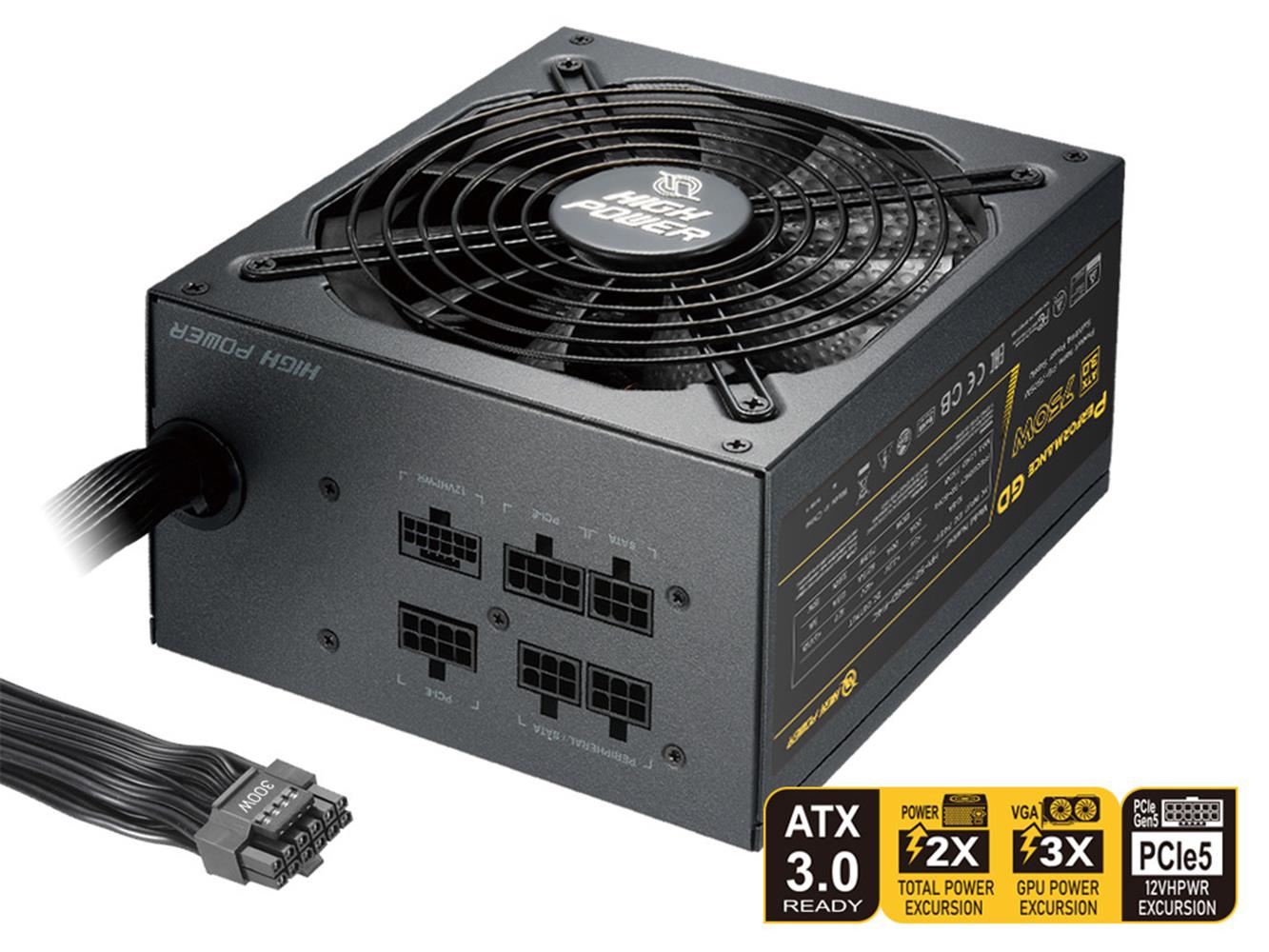 High Power HP1-S2750GD-F14C P. Serisi 750W 80+Gold ATX 3.0 & PCIe 5.0 Güç Kaynağı 