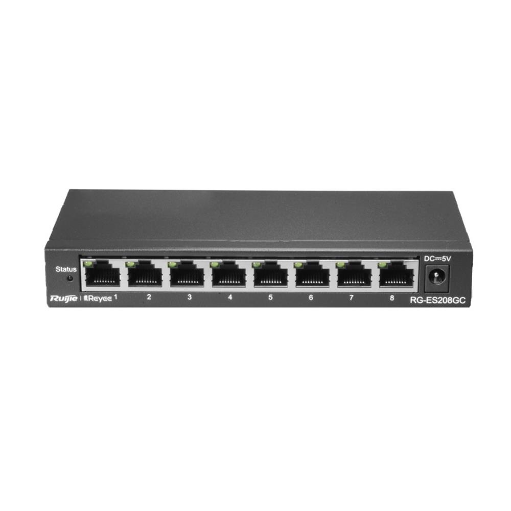 Ruijie-Reyee RG-ES208GC 8 Port 10-100-1000 Mbps Yönetilebilir Switch Çelik Kasa 