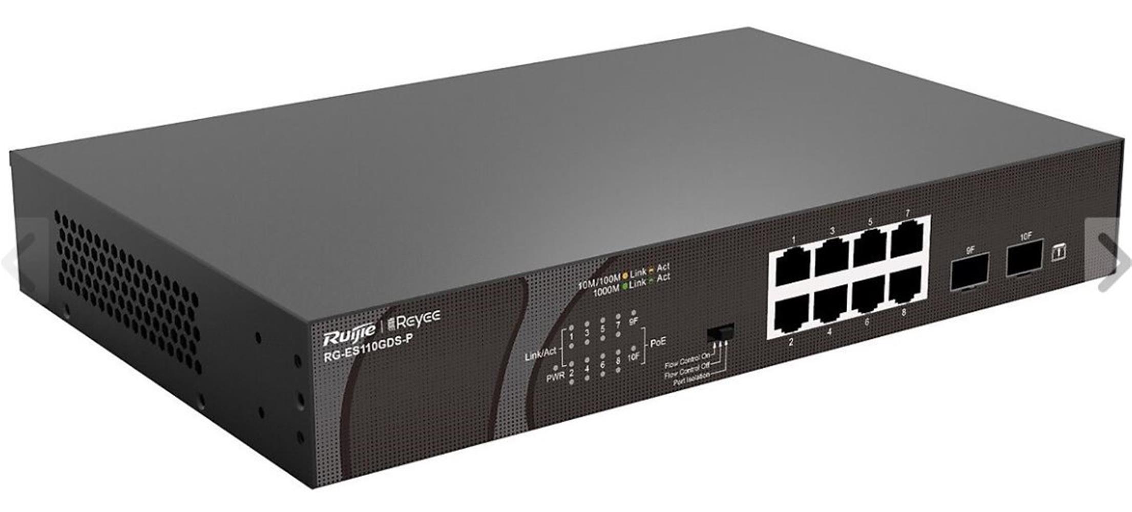 Ruijie-Reyee RG-ES110GDS-P 8 Port POE+ 10-100-1000Mbps 2 Port SFP 120W