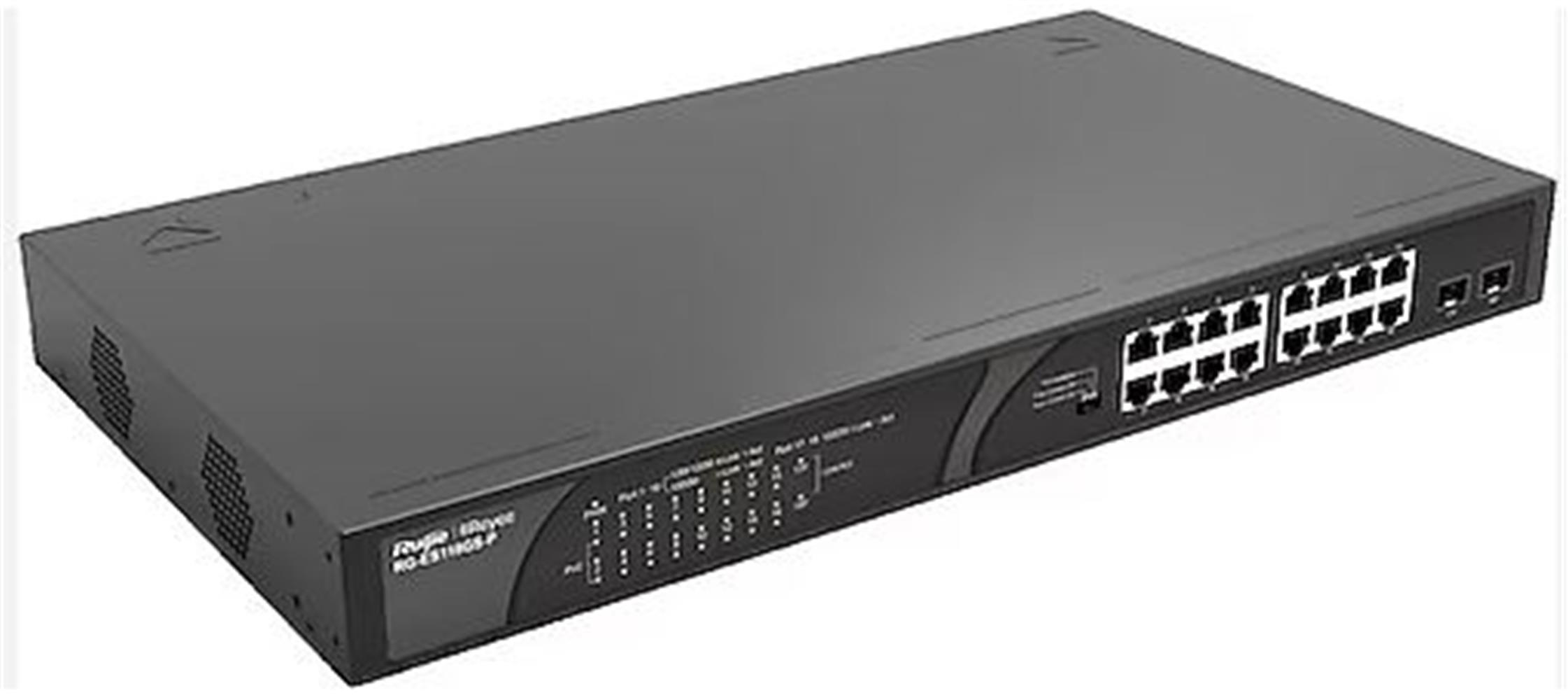 Ruijie-Reyee RG-ES118GS-P 16 Port POE+ 10-100-1000 Mbps 2 Port SFP 247W