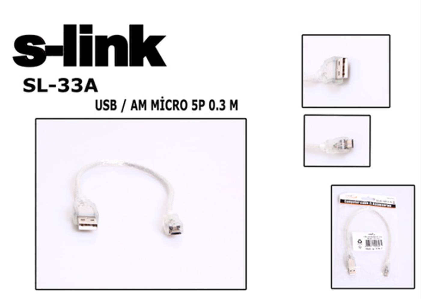 S-link SL-33A 0.3m USB AM-MICRO5P Kablosu