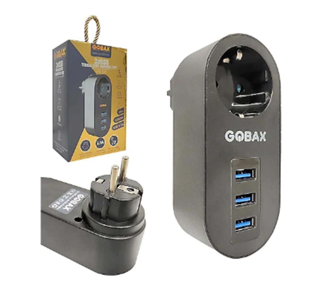 Gobax MG-102 3 USBli Tekli Termal Akım Korumalı Priz