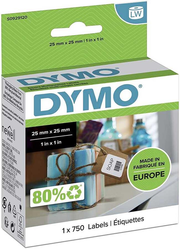 DYMO S0929120 LW Çok Amaçlı Kare Etiket,750 etiket-pk, 25x 25 mm 