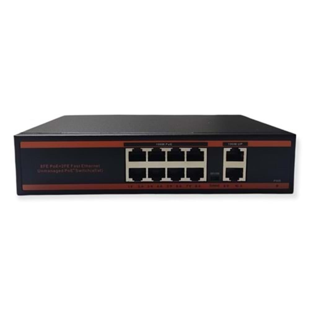 Nova ND1P802ALF 8 Port Poe+ 10-100 Mbps 2 Port 10-100 Uplink Switch 150W