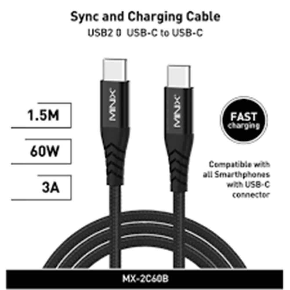 Minix MX-2C60W USB-C to USB-C 150cm Siyah Kablo