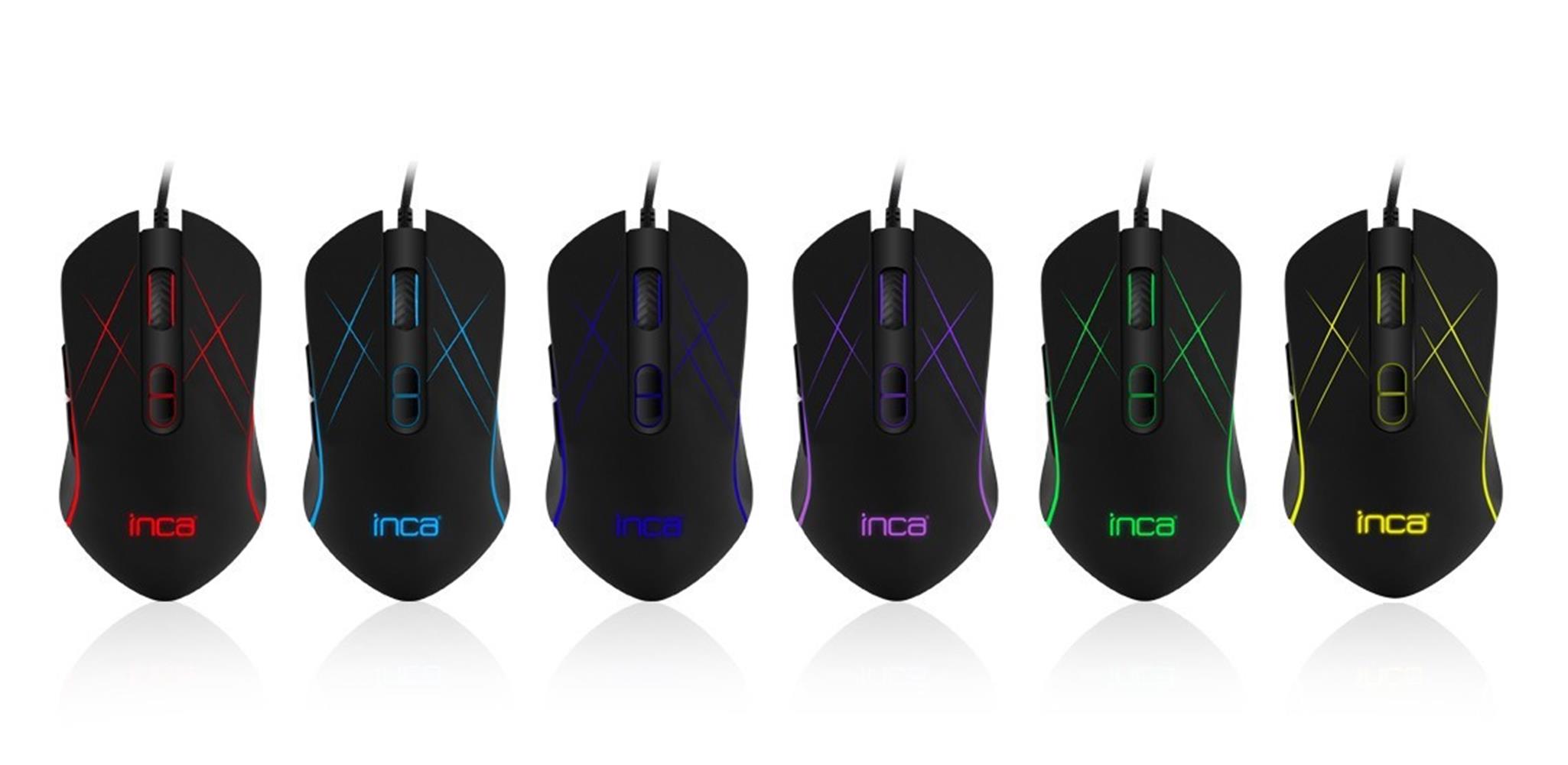 Inca CHASCA Img-039t 3200Dpı  Örgülü 6 Led RGB SOFTWEAR- SİLENT Gaming Mouse (1,65Mt Örgülü Kablo) 
