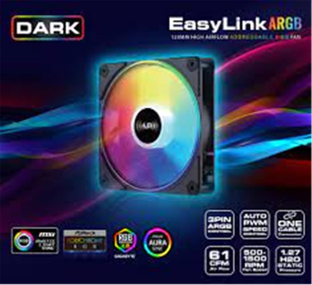 Dark DKCF1200A Easylink Siyah Addressable RGB 1X12cm Fan siyah 