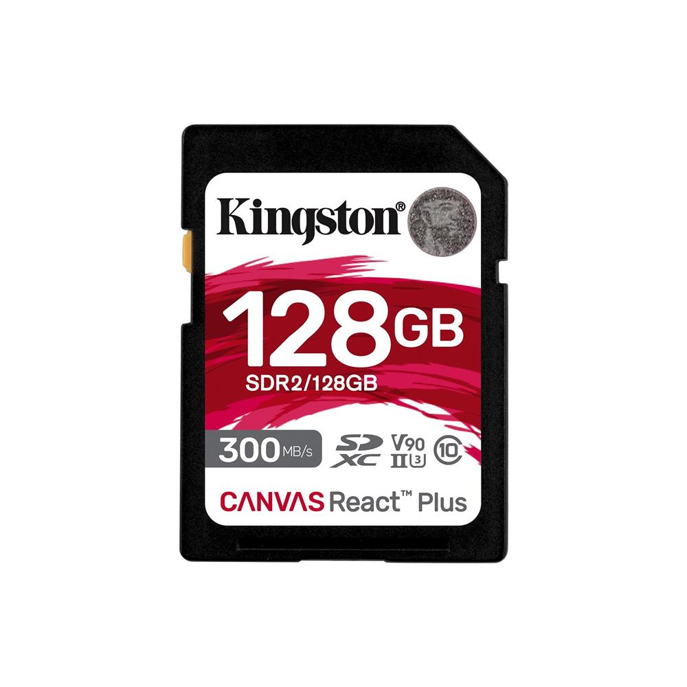 KINGSTON SDR2-128GB CANVAS REACT PLUS SDXC UHS-II 300R-260W U3 V90 FOR FULL HD-4K-8K HAFIZA KARTI