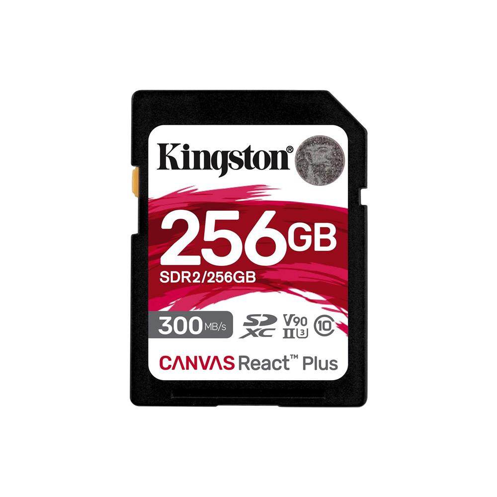 KINGSTON SDR2-256GB CANVAS REACT PLUS SDXC UHS-II 300R-260W U3 V90 FOR FULL HD-4K-8K HAFIZA KARTI
