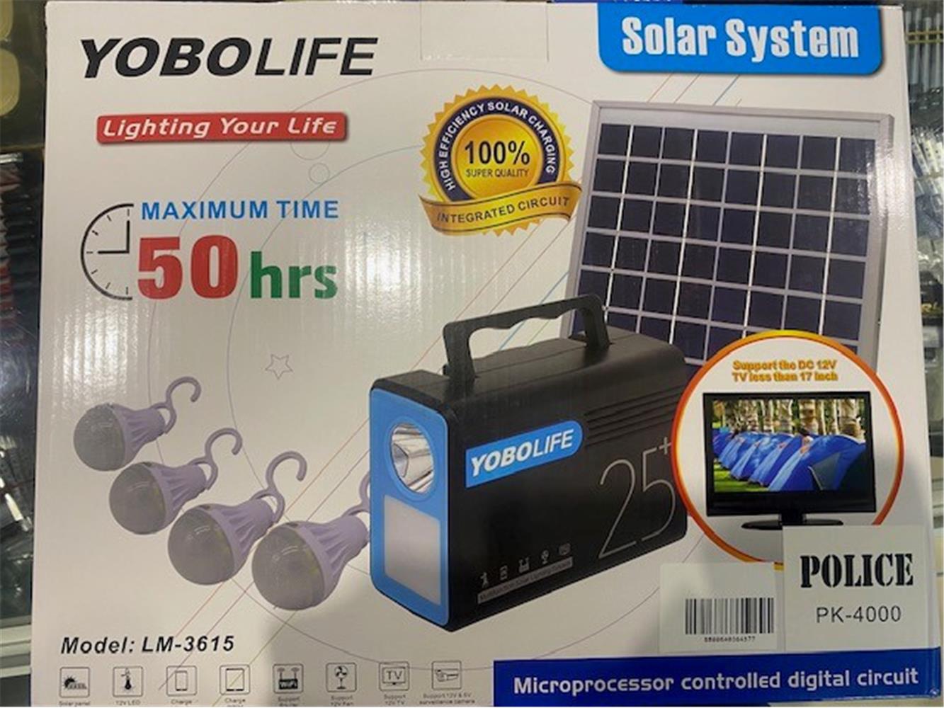 Polıce Pk-4000 Solar Enerjili 4 Adet Led Ampül Lityum Pil (25200Mah) 12V (Araç Tv Ve Buzdolabı) 