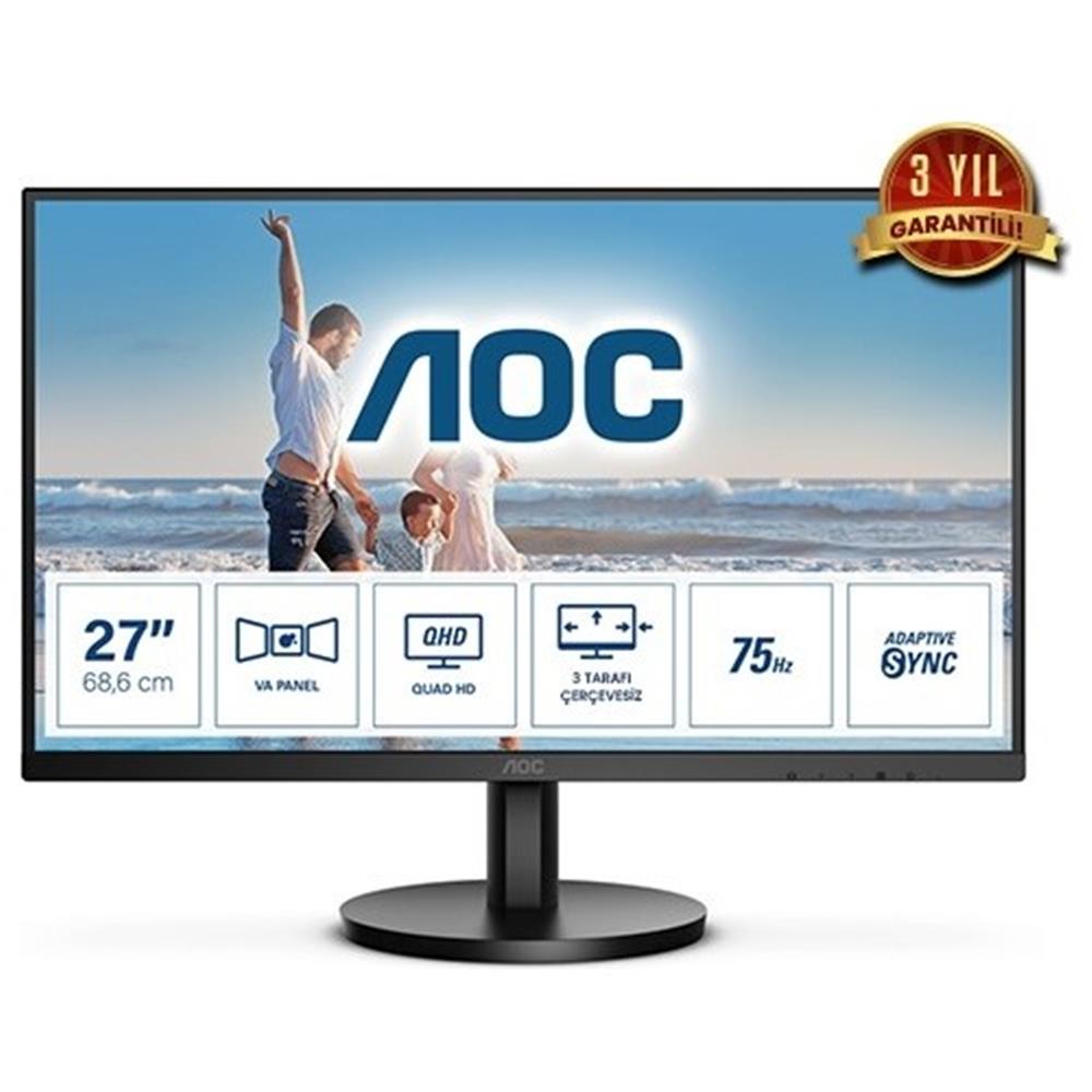 Aoc 27" Q27B3MA 75Hz 4ms Qhd HDMI Dp Va Flat Antiglare Freesync Monitör