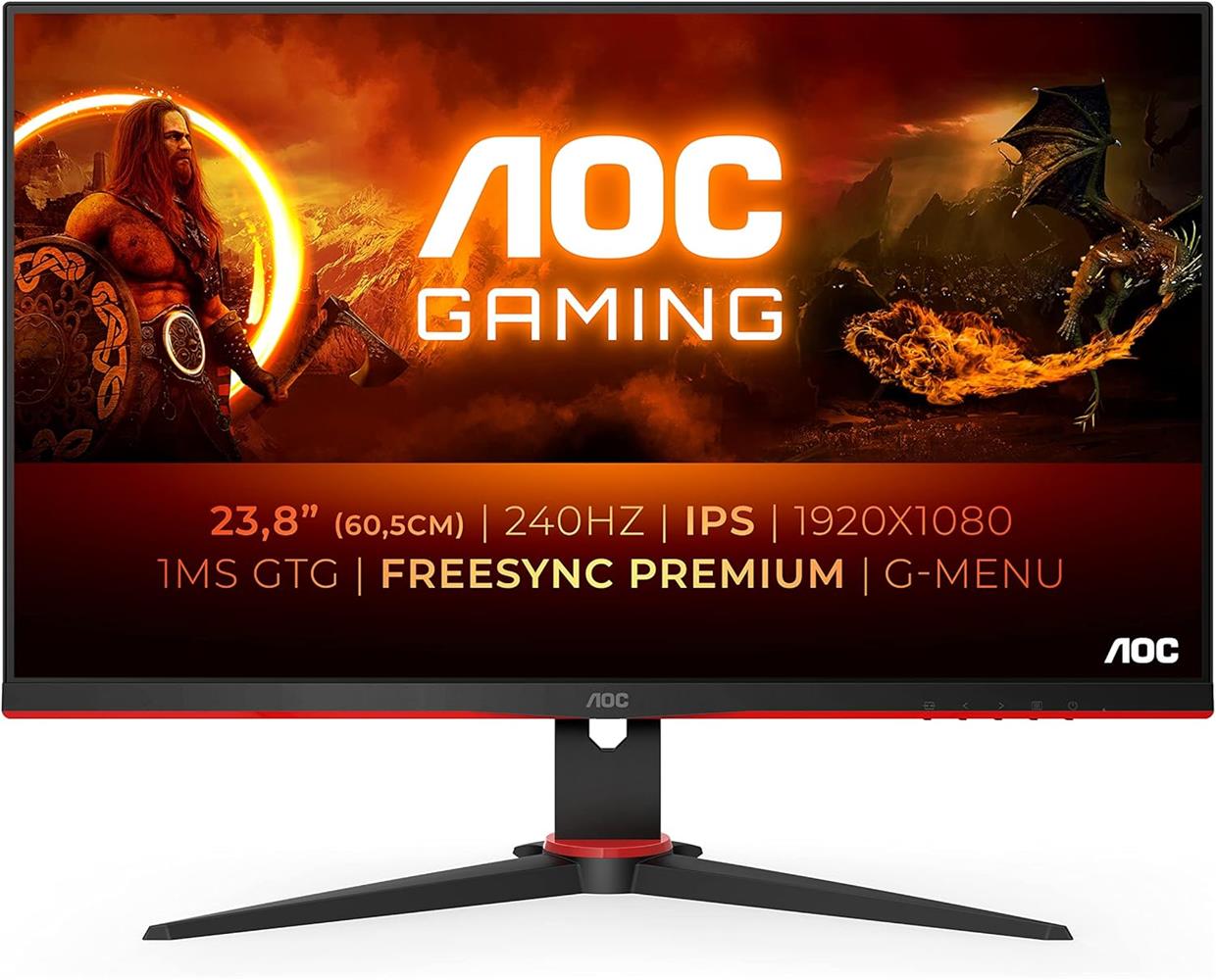 Aoc 27" Gaming 27G2S-EU 68,6cm cm (HDMI, DP 0,5 ms 240Hz 2560x 1440) siyah-kırmızı Pivot Monitör