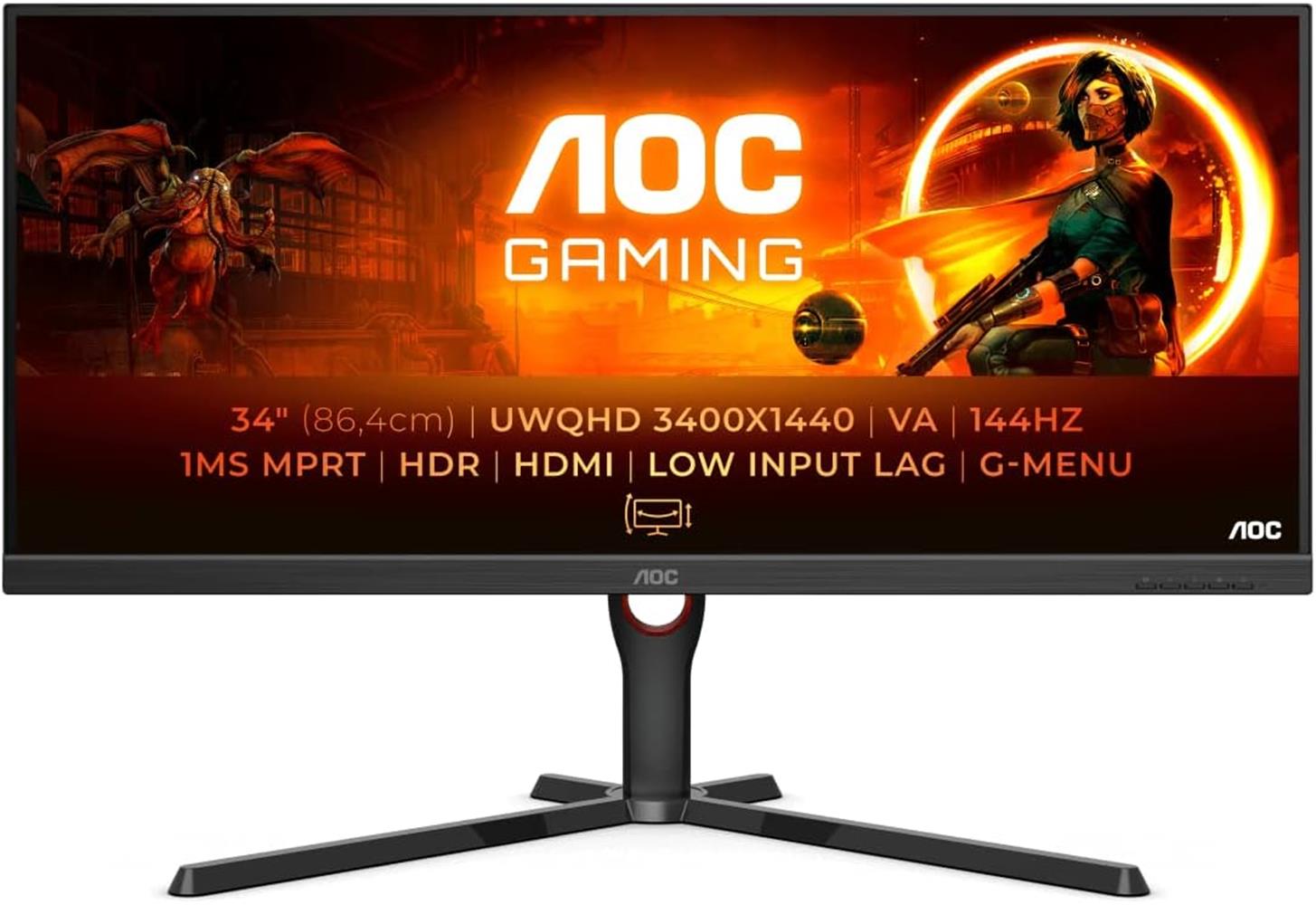 Aoc 34" U34G3XM-EU 1ms 144Hz 3440x1440 UWQHD FreeSync VA Çerçevesiz Gaming Monitör