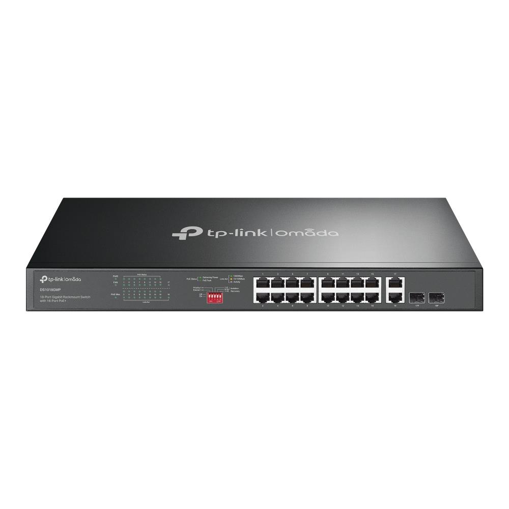 OMADA TP-LINK DS1018GMP 16 PORT 10-100-1000 POE+ SWITCH 2 PORT SFP ELIK KASA RACK MOUNT